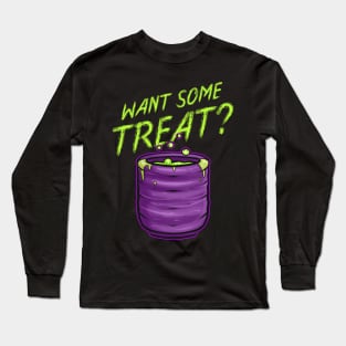 Want Some Treat Pot Of Green Witch Tea Slime Halloween Long Sleeve T-Shirt